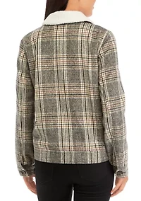 Women's Sherpa Collar Plaid Jacket