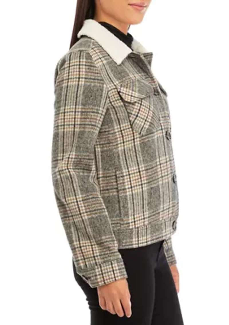 Women's Sherpa Collar Plaid Jacket