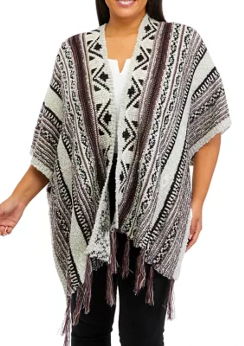 PLus Cape Sleeve Printed Sweater