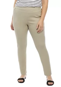 Plus Cotton Blend Pants - Short Length