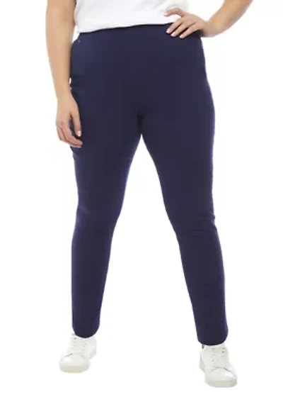 Plus Cotton Blend Pants - Short Length
