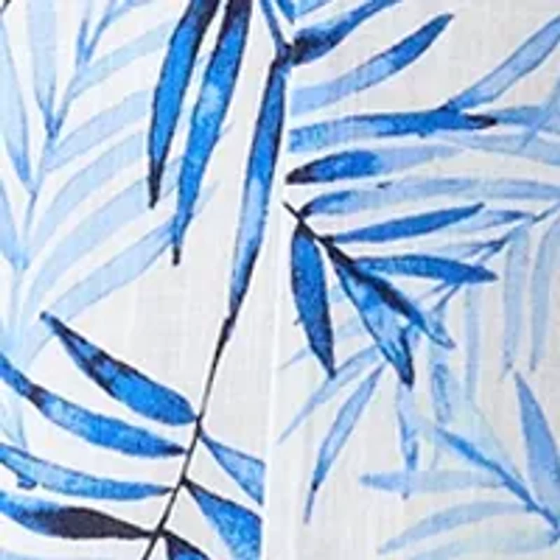 Women's Split Neck Printed Linen-Blend Dress