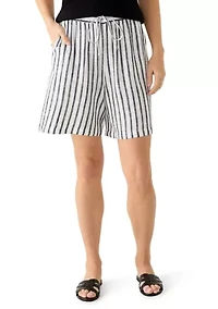 Women's Linen Striped Shorts