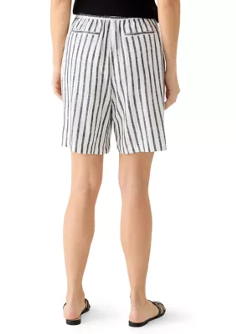 Women's Linen Striped Shorts