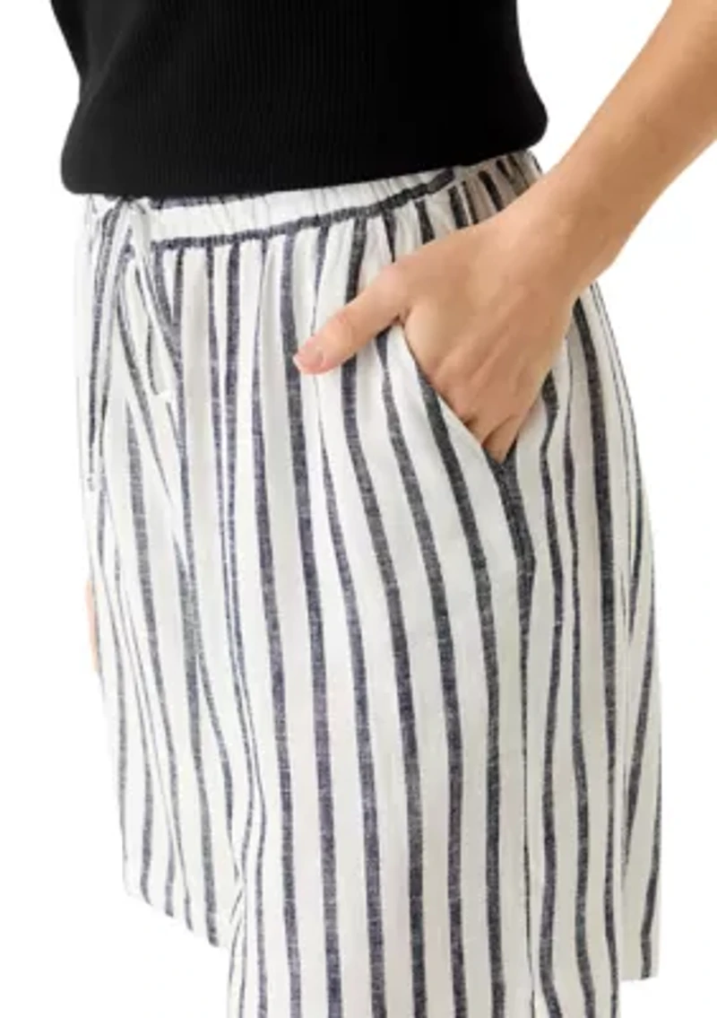 Women's Linen Striped Shorts
