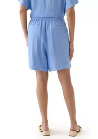 Women's Linen Blend Cross Dyed Shorts