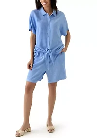 Women's Linen Blend Cross Dyed Shorts