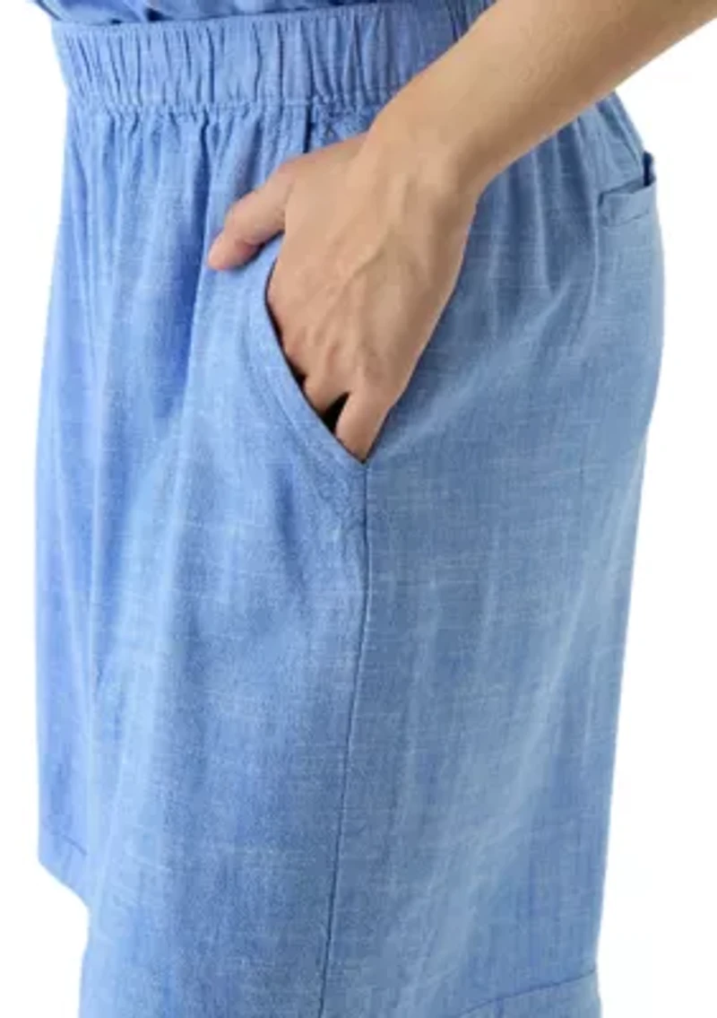 Women's Linen Blend Cross Dyed Shorts