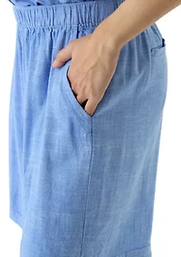 Women's Linen Blend Cross Dyed Shorts