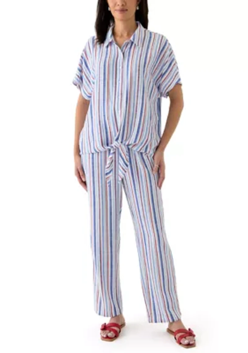 Women's Printed Linen Blend Trousers