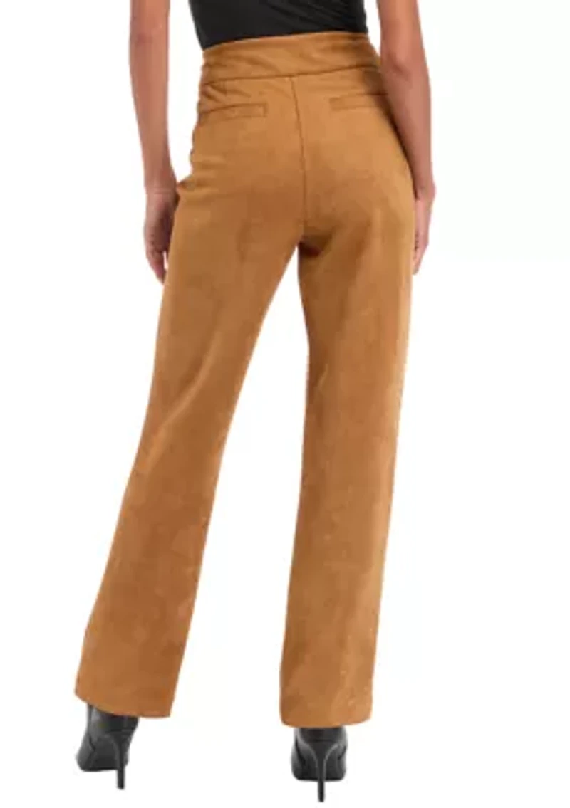 Petite Pull On Faux Suede Pants