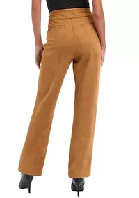 Petite Pull On Faux Suede Pants