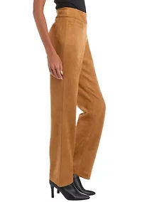 Petite Pull On Faux Suede Pants