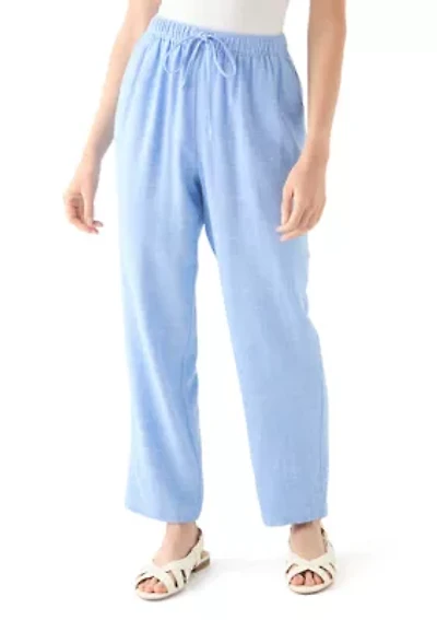 Petite Pull On Linen Blend Trousers