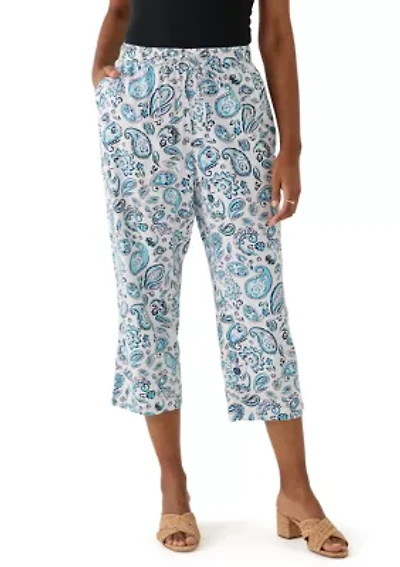 Women's Pull On Linen Crop Pants