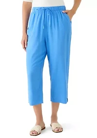 Women's Pull On Linen Cropped Pants