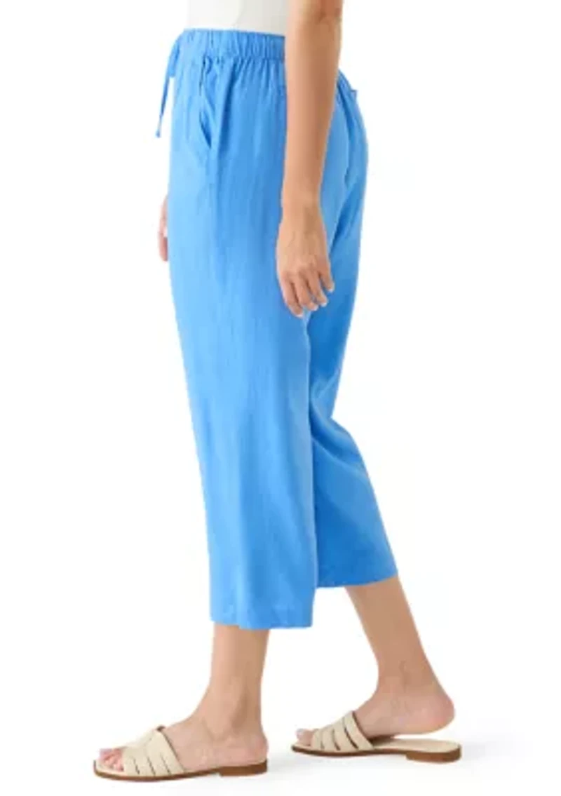 Women's Pull On Linen Cropped Pants