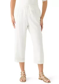Women's Pull On Linen Cropped Pants