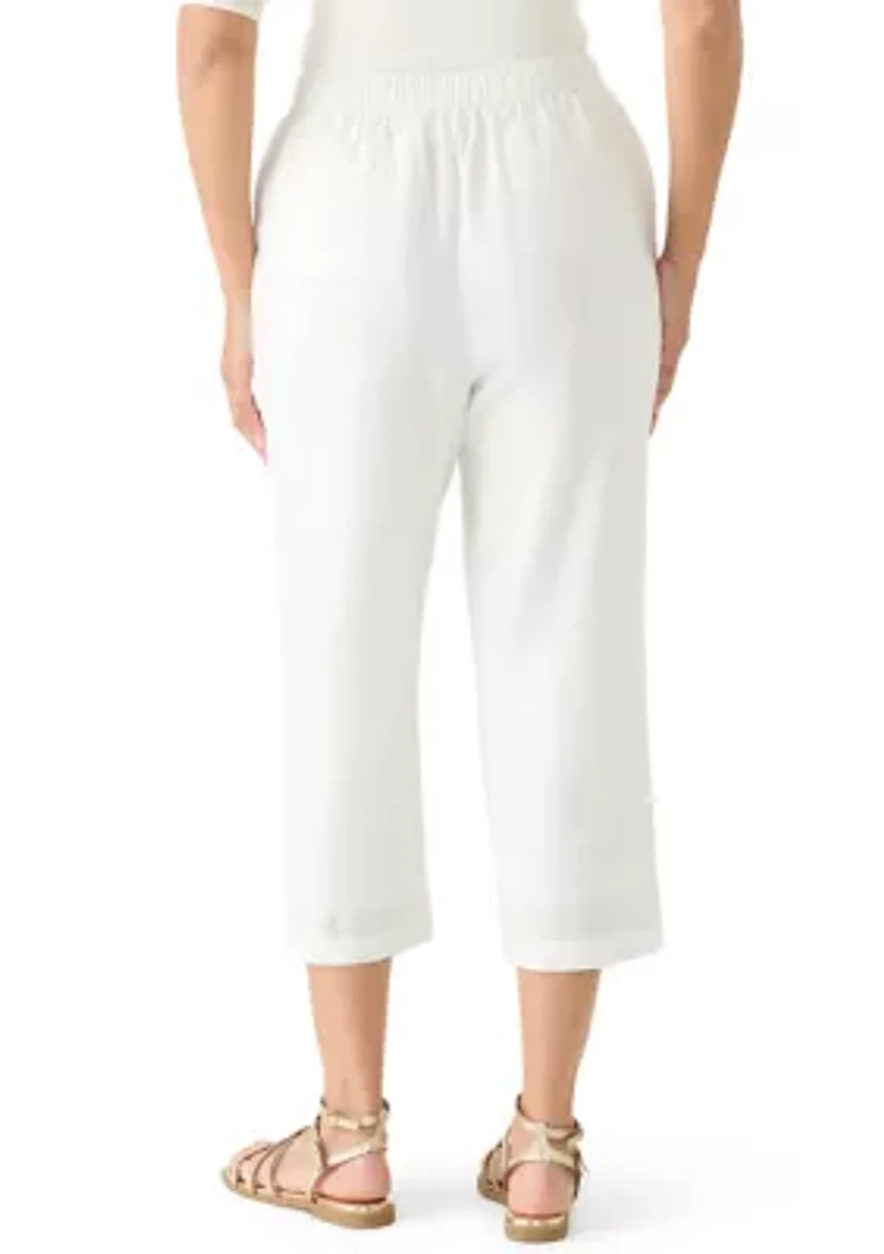 Women's Pull On Linen Cropped Pants