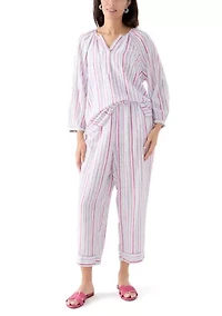 Women's Pull On Linen Blend Cross-Dyed Pants