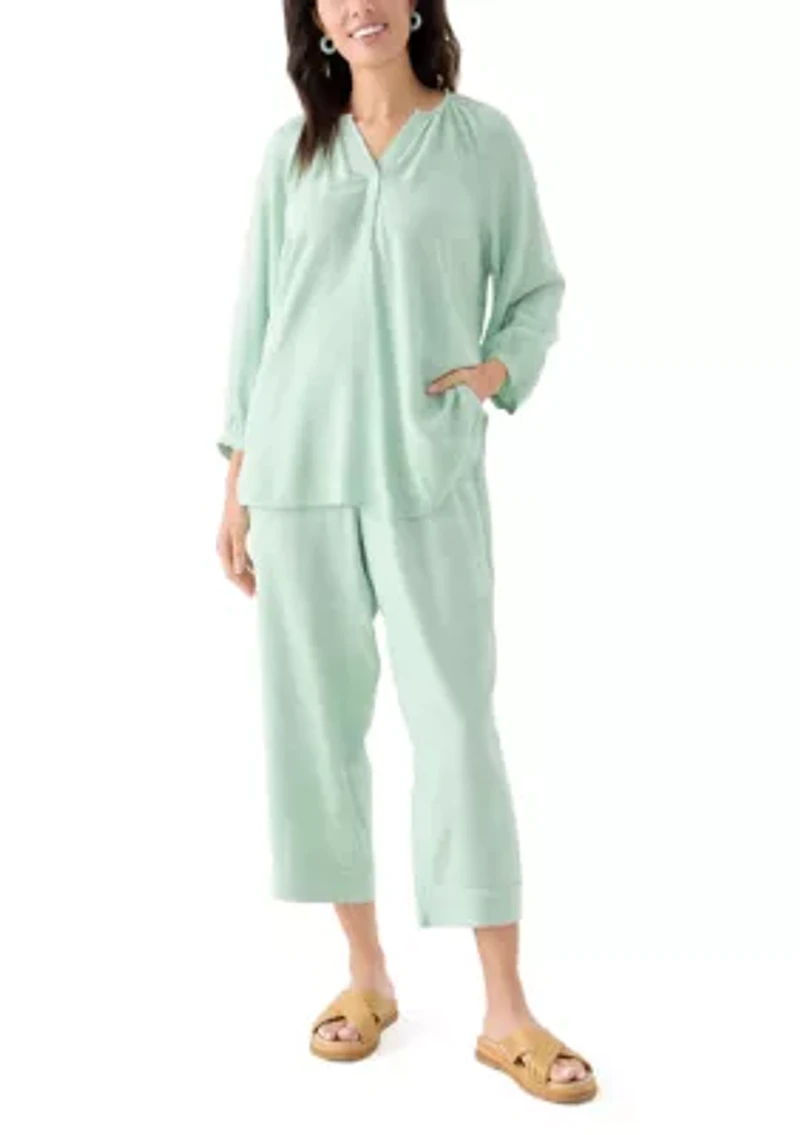 Women's Pull On Linen Blend Cross-Dyed Pants
