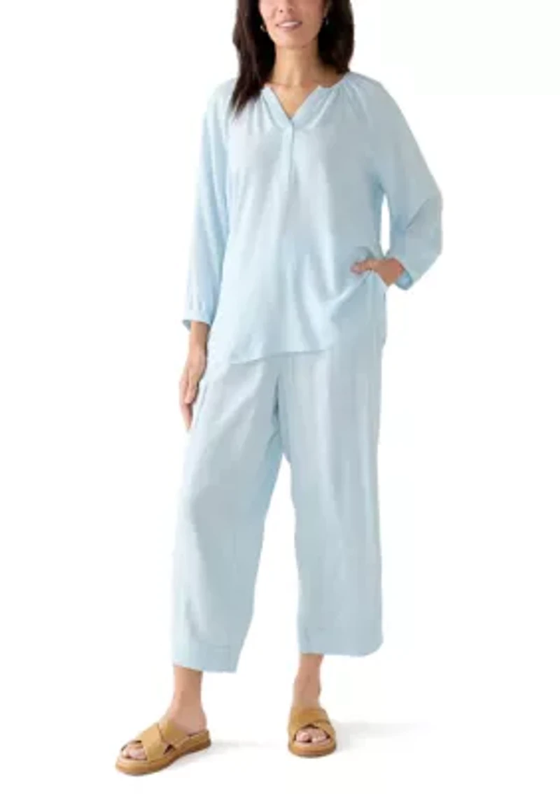 Women's Pull On Linen Blend Cross-Dyed Pants