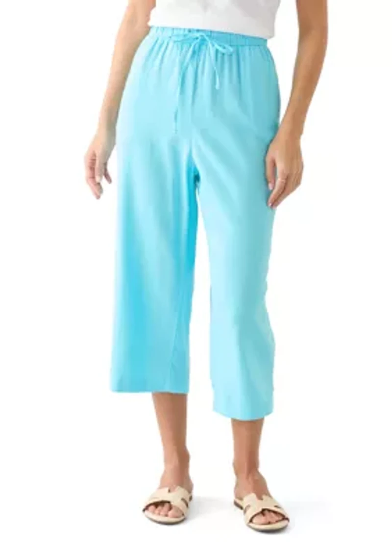 Petite Pull On Linen Cropped Pants