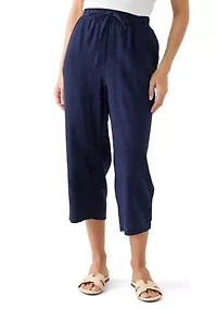 Petite Pull On Linen Cropped Pants