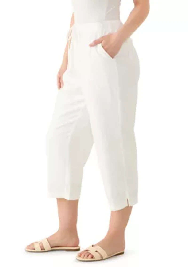 Petite Linen Cropped Pants