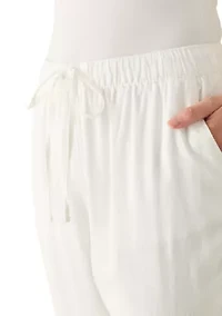 Petite Linen Cropped Pants