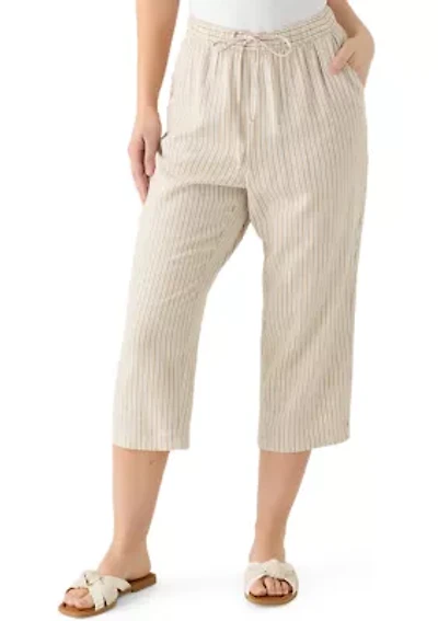 Petite Pull On Cropped Linen Pants