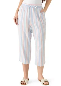 Petite Pull On Cropped Linen Pants