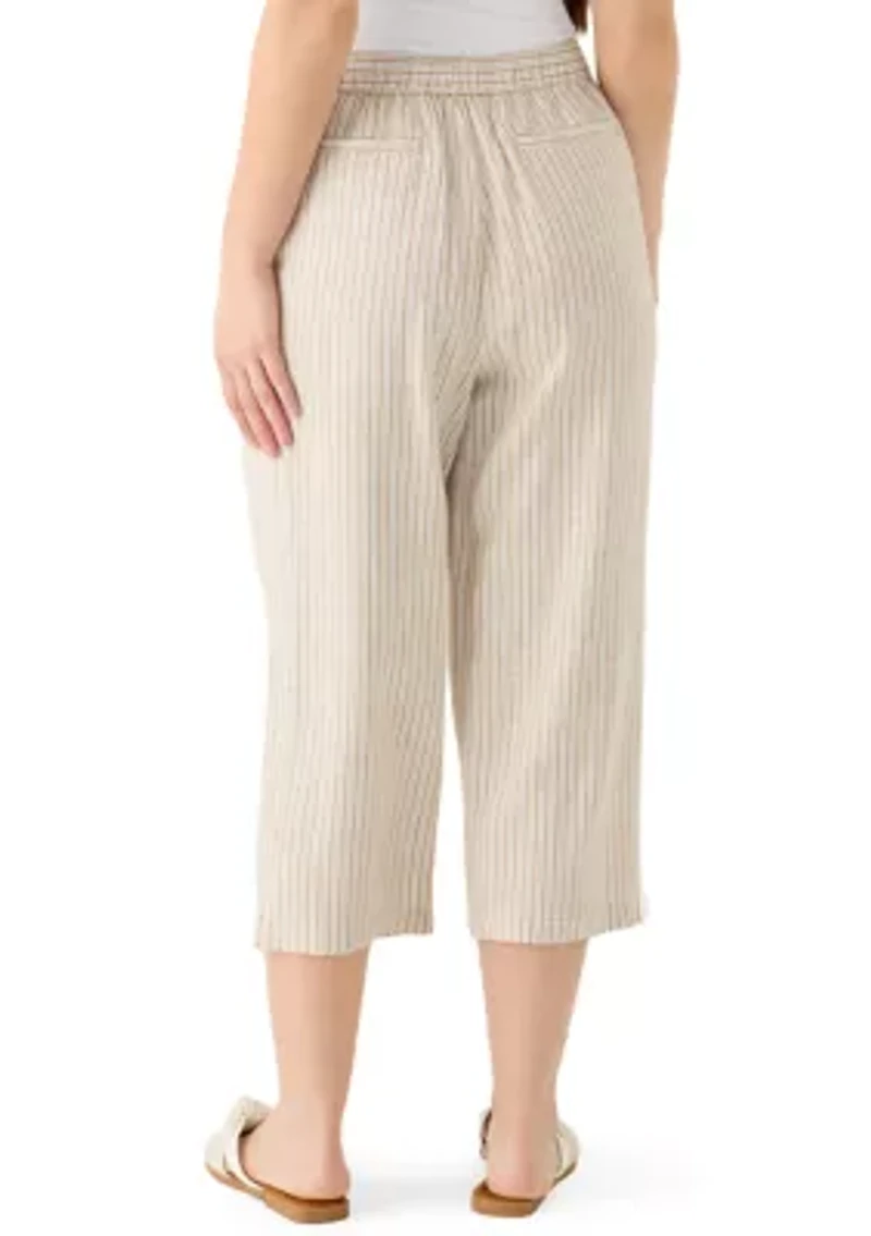 Petite Pull On Cropped Linen Pants