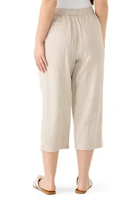 Petite Pull On Cropped Linen Pants
