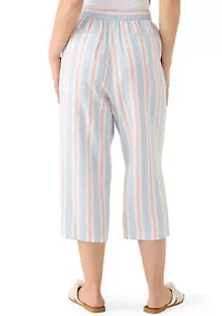 Petite Pull On Cropped Linen Pants