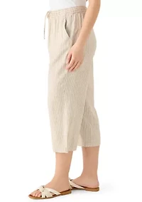 Petite Pull On Cropped Linen Pants