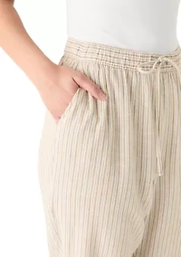 Petite Pull On Cropped Linen Pants