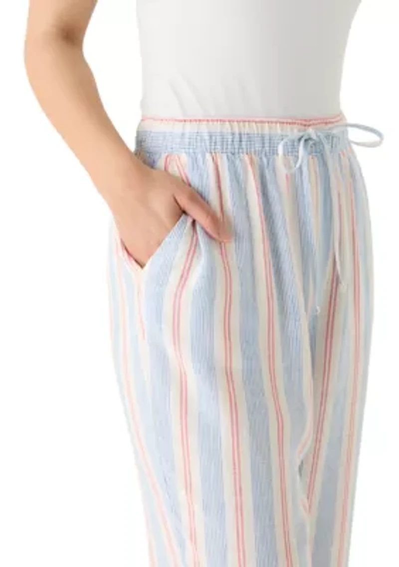 Petite Pull On Cropped Linen Pants