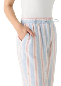 Petite Pull On Cropped Linen Pants