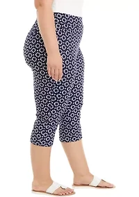 Plus Printed Capri Pants