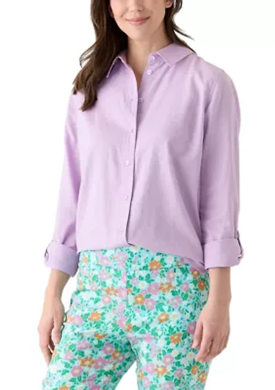 Women's Roll Tab Linen Button Down Shirt