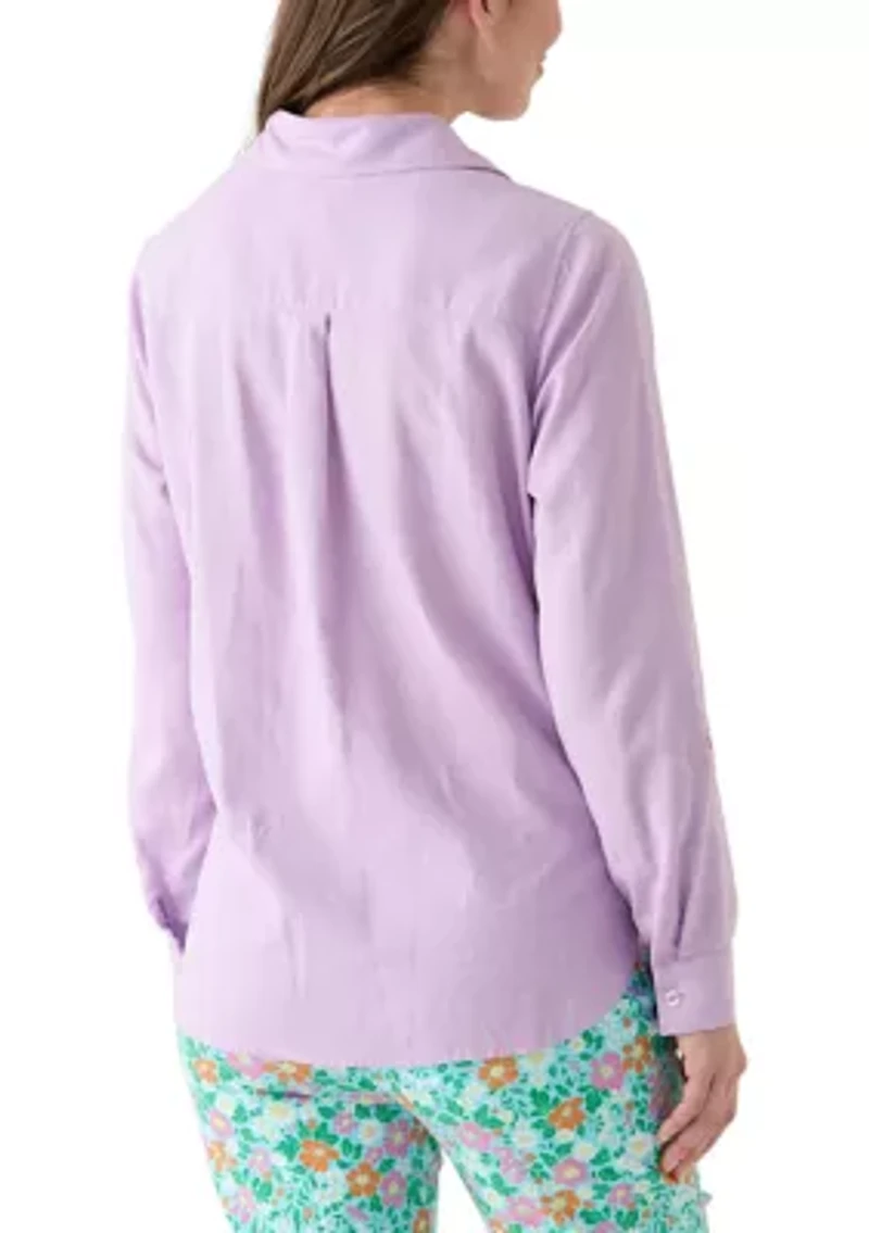 Women's Roll Tab Linen Button Down Shirt