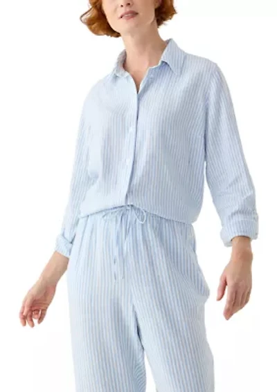 Women's Roll Tab Linen Button Down Shirt