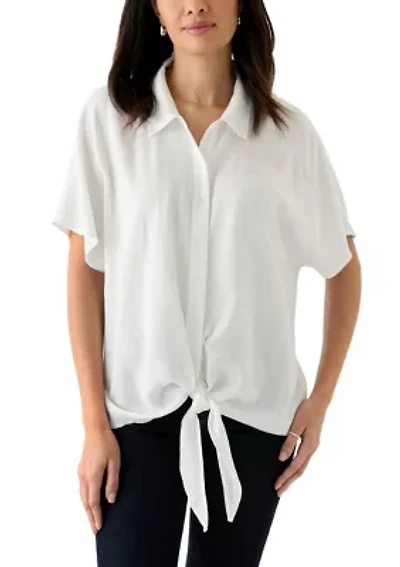 Women's Short Sleeve Tie Front Shirt
