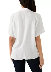 Women's Short Sleeve Tie Front Shirt