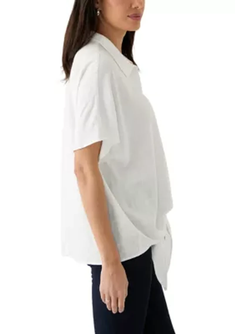 Women's Short Sleeve Tie Front Shirt