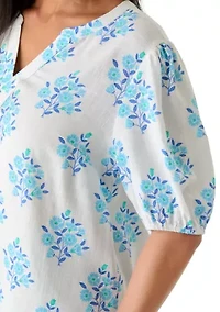 Women's Elbow Sleeve Linen Popover Top