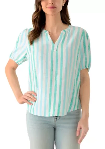 Women's Elbow Sleeve Linen Popover Top