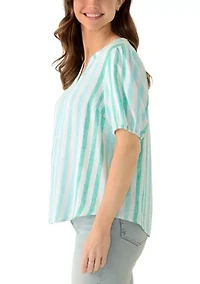 Women's Elbow Sleeve Linen Popover Top