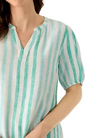 Women's Elbow Sleeve Linen Popover Top